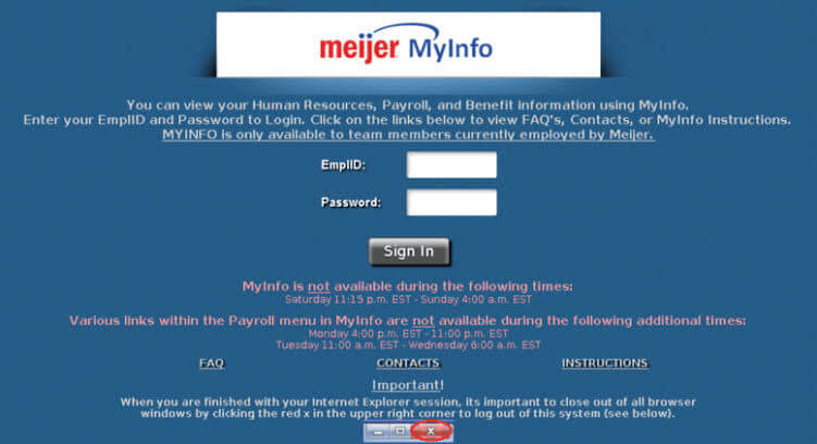 Meijer Myinfo login steps