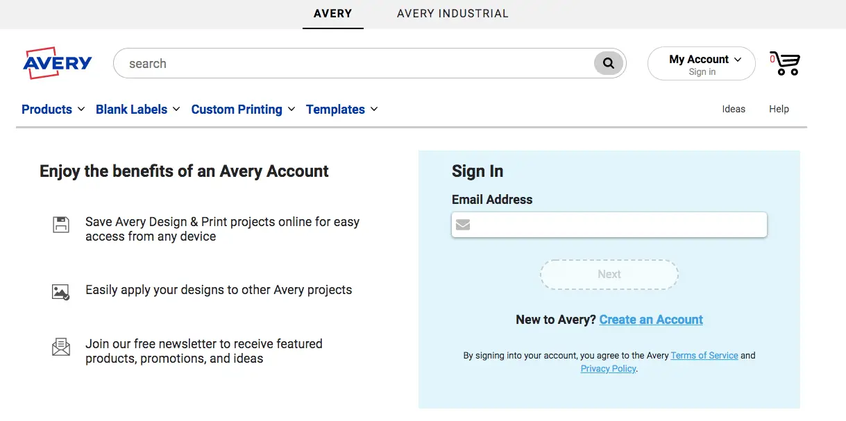 myavery login or sign in with email address